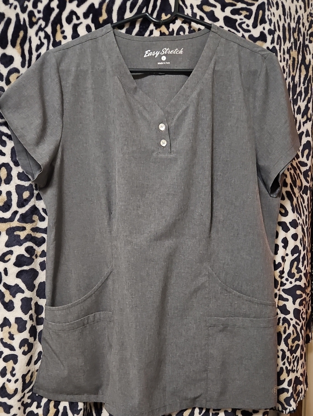 Easy Stretch Gray Top/Gray Pants SCRUB SET - Charcoal Heather WOMENS LARGE